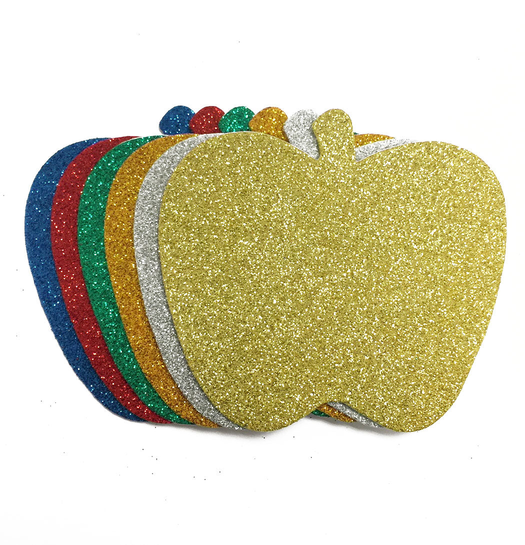 5 Pcs. 3.5" Glittered Adhesive Foam Sticker - Apple (24 Packs)