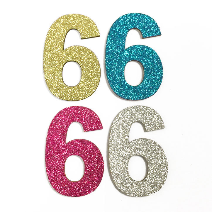 4 Pcs. 2.5" Glittered Wood Number #6 (24 Packs)