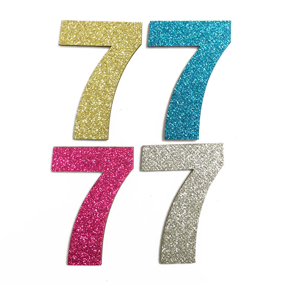 4 Pcs. 2.5" Glittered Wood Number #7 (24 Packs)