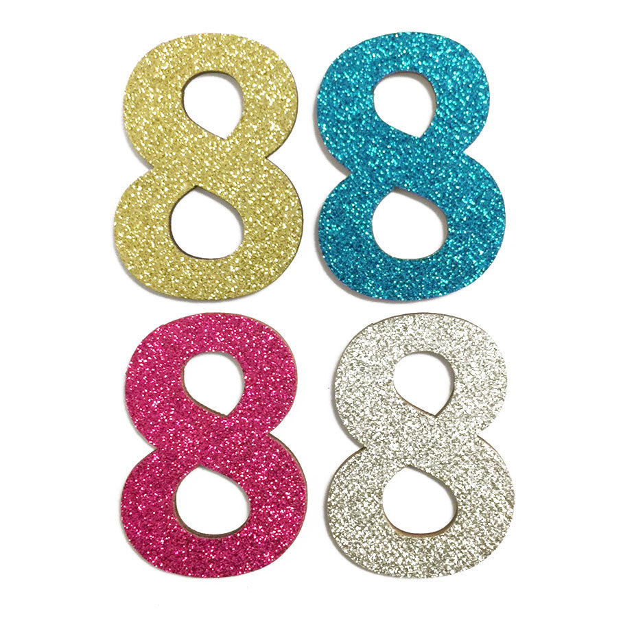4 Pcs. 2.5" Glittered Wood Number #8 (24 Packs)