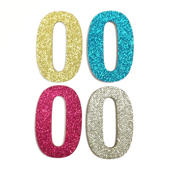 4 Pcs. 2.5" Glittered Wood Number #0 (24 Packs)