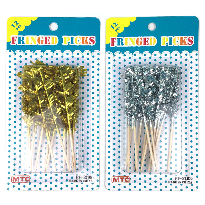 12Pcs. Fringed Picks - Gold Silver (24 Packs)