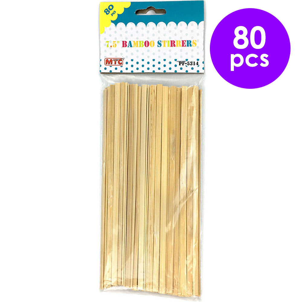 80 Pcs. 7.5" Bamboo Stirrers (24 Packs)