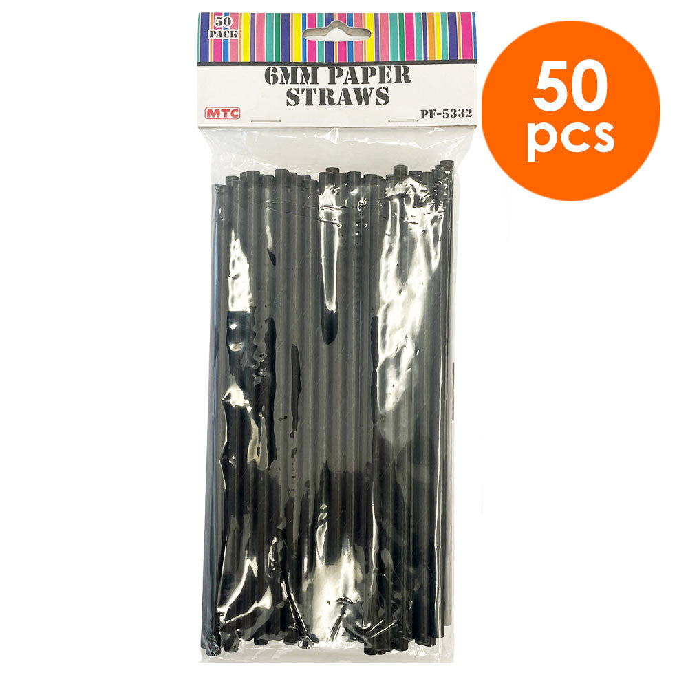 50 Pcs. 6 mm Paper Straw - Black (24 Packs)