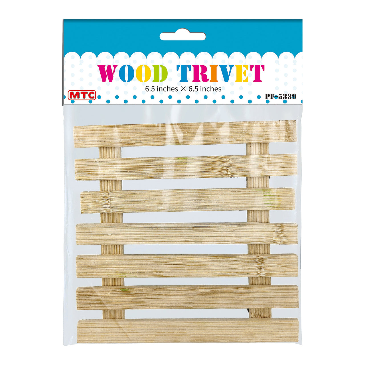 7" Square Wood Trivet (24 Packs)
