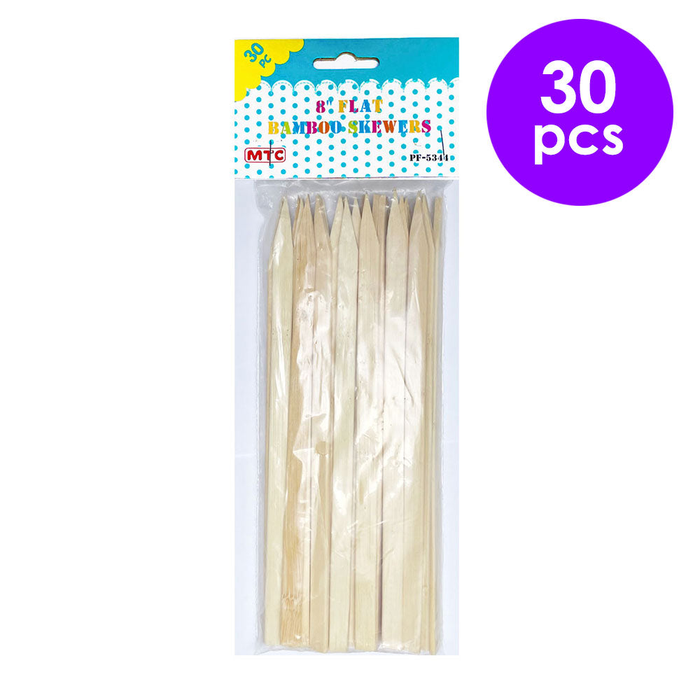 30 Pcs. 8" Flat Bamboo Skewers (24 Packs)