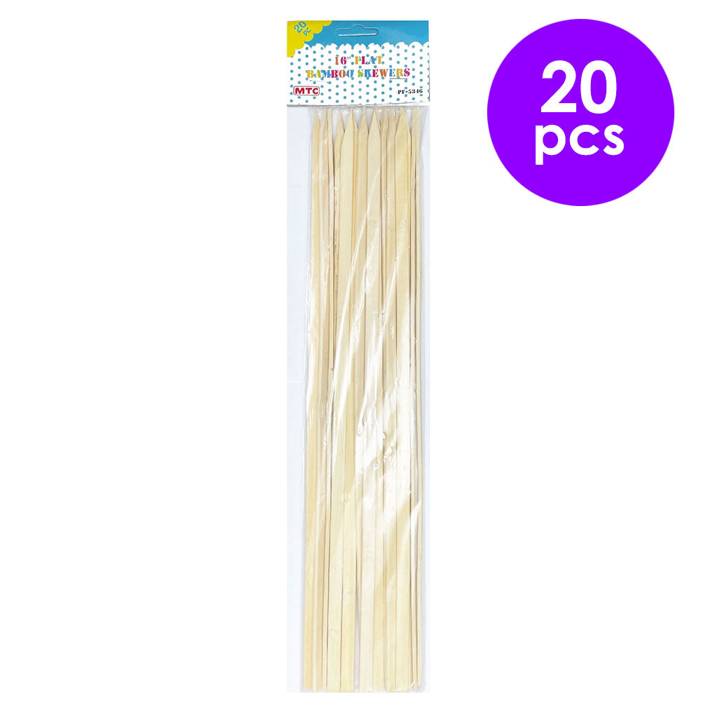 20 Pcs. 16" Flat Bamboo Skewers (24 Packs)