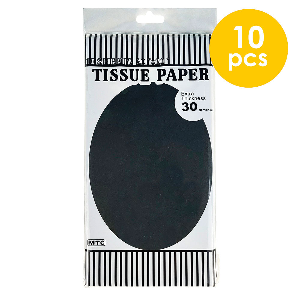 10 Pcs. 20"x20" Tissue Paper-Black (24 Packs)