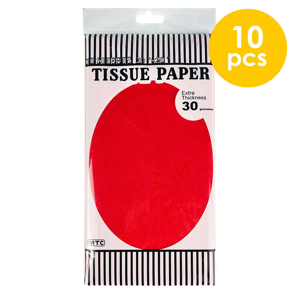 10 Pcs. 20"x20" Tissue Paper-Red (24 Packs)