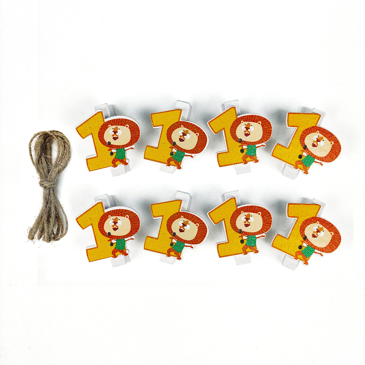 8 Pcs.  Wood Clothes Pin & Twine - #1 (24 Packs)