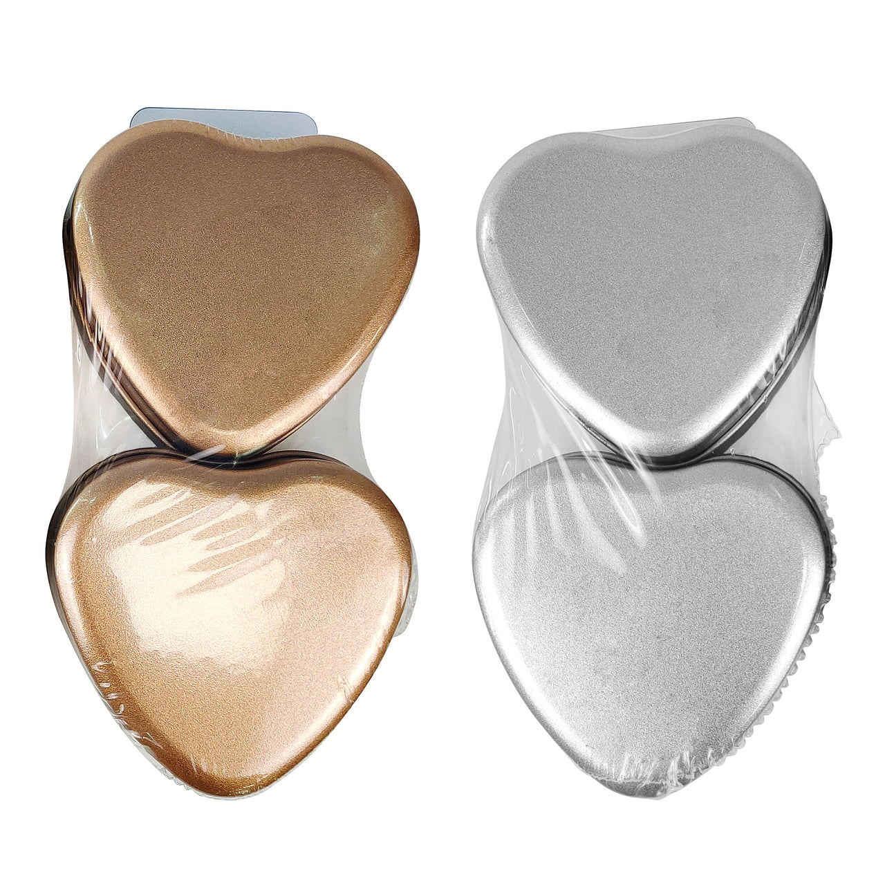 2 Pcs. 7x7x3.5 Cm Heart Tin Box - Gold Silver (24 Packs)