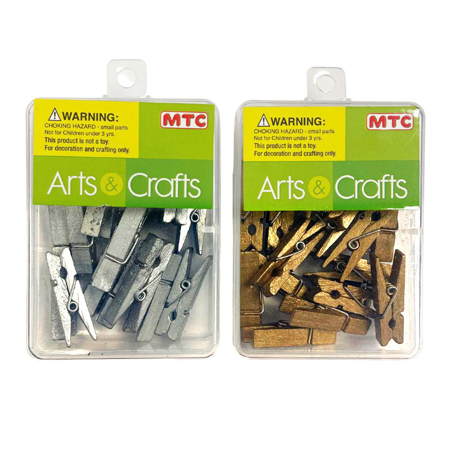 30 Pcs. 2.5 cm Clothes Pin - Gold Silver (24 Packs)