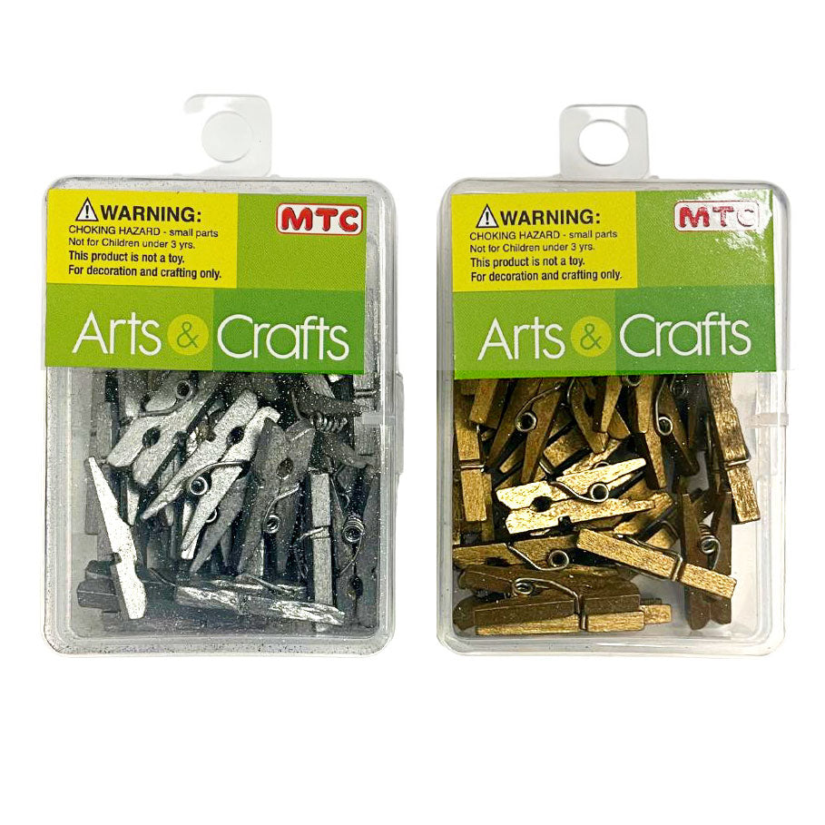 24 Pcs. 3.0 cm Clothes Pin - Gold Silver (24 Packs)