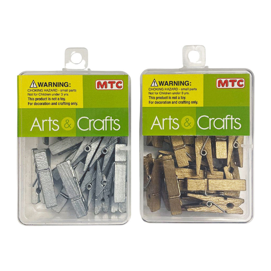 18 Pcs. 3.5 cm Clothes Pin - Gold Silver (24 Packs)