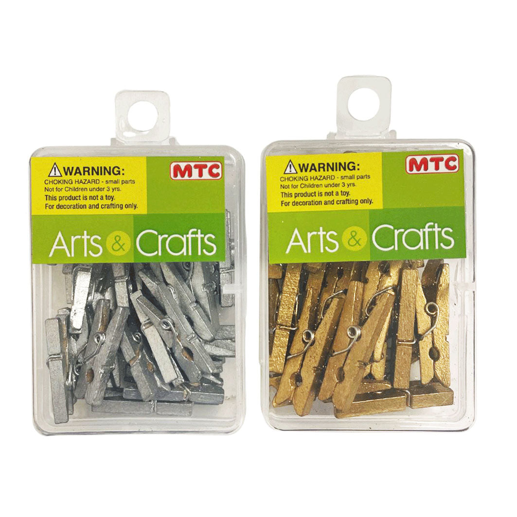 14 Pcs. 4.5 cm Clothes Pin - Gold Silver (24 Packs)