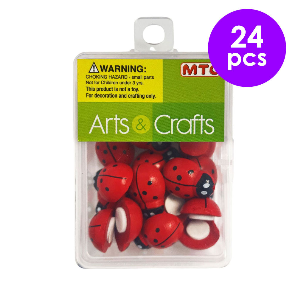 24 Pcs. 14x19 mm Painted Wooden Ladybugs (24 Packs)