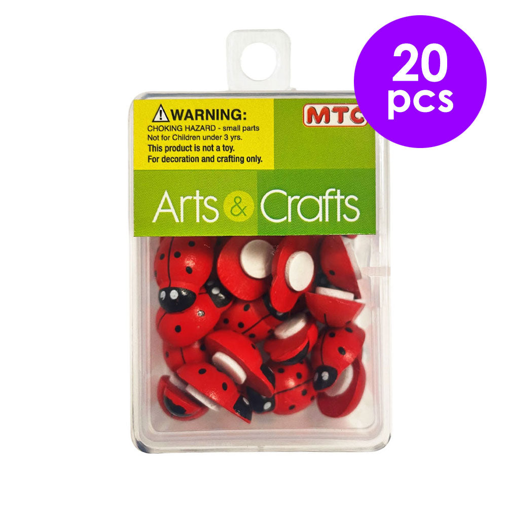 20 Pcs.  15X20 mm Painted Wooden Ladybugs (24 Packs)