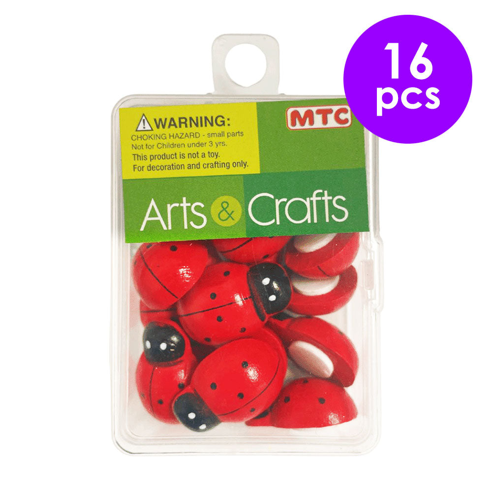 16 Pcs. 18x25 mm Painted Wooden Ladybugs (24 Packs)