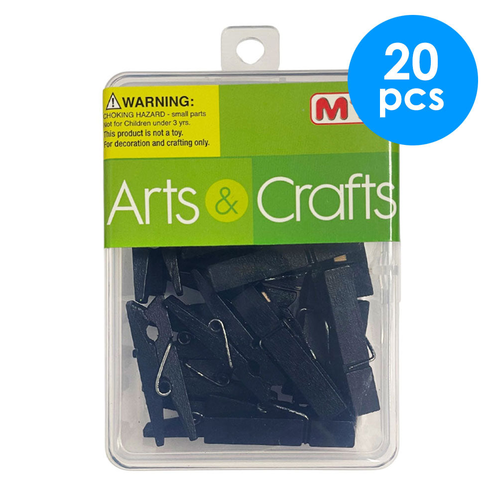 20 Pcs. 1.5 In Wood Clothes Pins - Black (24 Packs)
