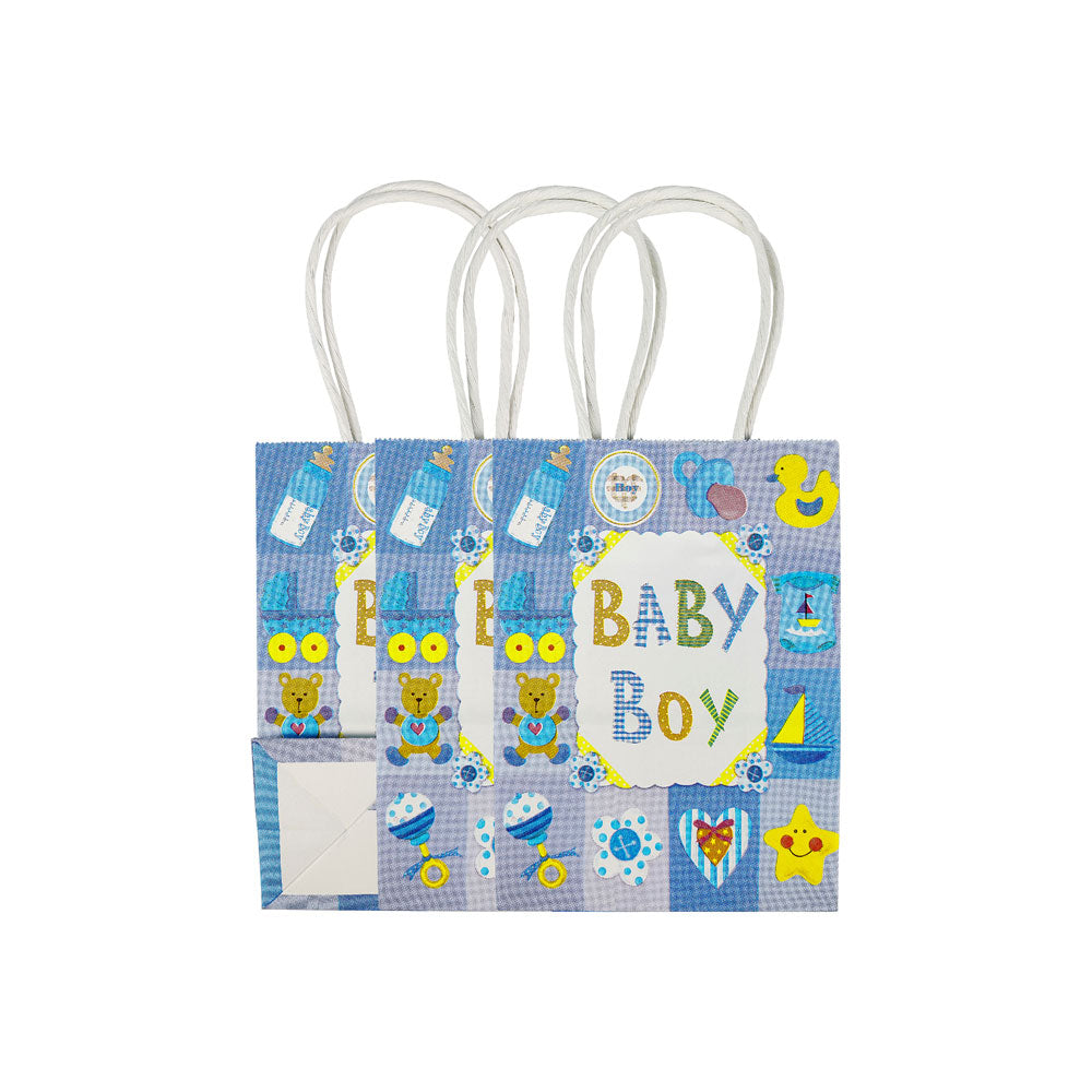 3 Pcs. Baby Boy Kraft Bag - Small (24 Packs)