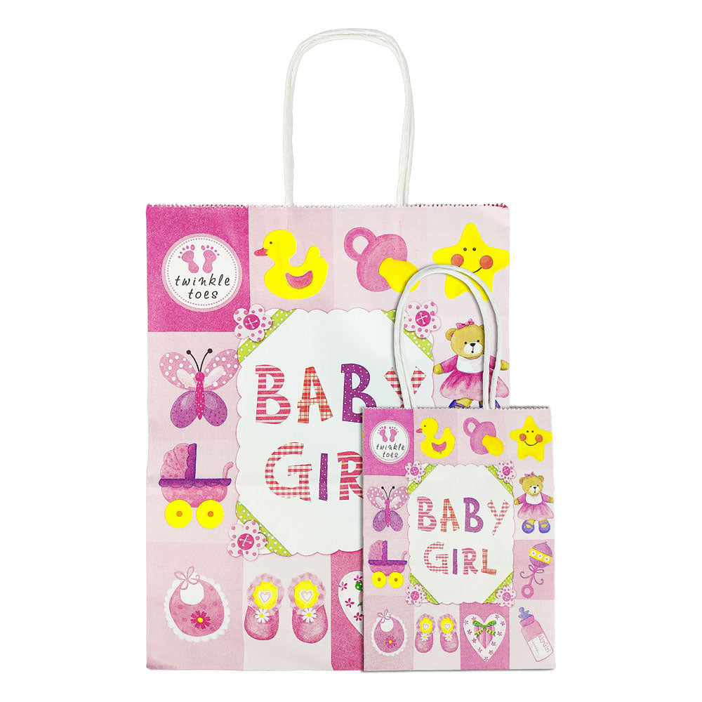 2 Pcs. Baby Girl Kraft Bag - Assorted (24 Packs)