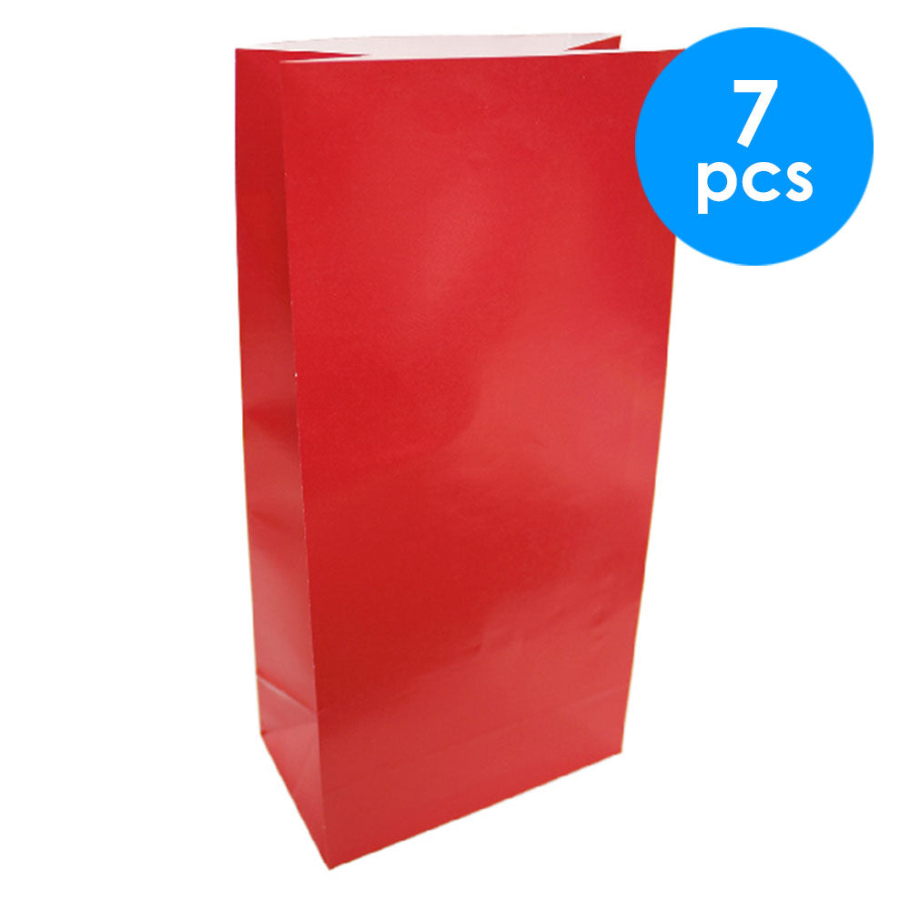7 Pcs.  Large Paper Treat Bag-Red (24X13X8Cm) (24 Packs)