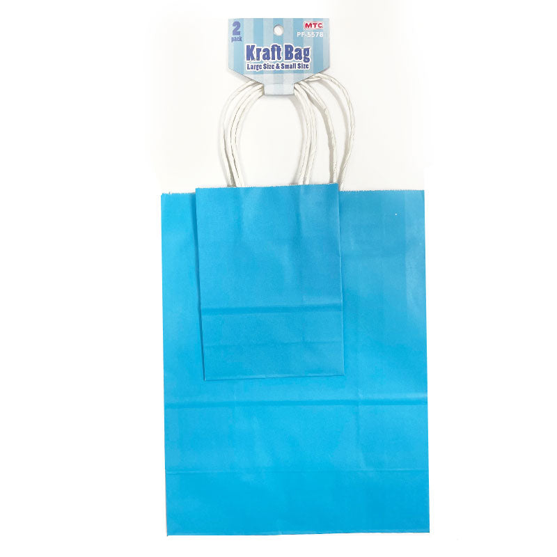 2 Pcs. Light Blue Kraft Bag - Assorted (24 Packs)