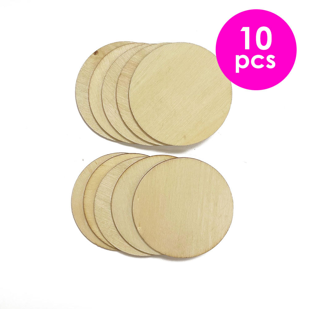 10 Pcs. 5x5 Cm Unfinished Round Wood Cutouts (24 Packs)