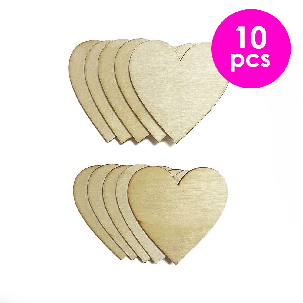 10 Pcs. 5x5 Cm Unfinished Heart Wood Cutouts (24 Packs)