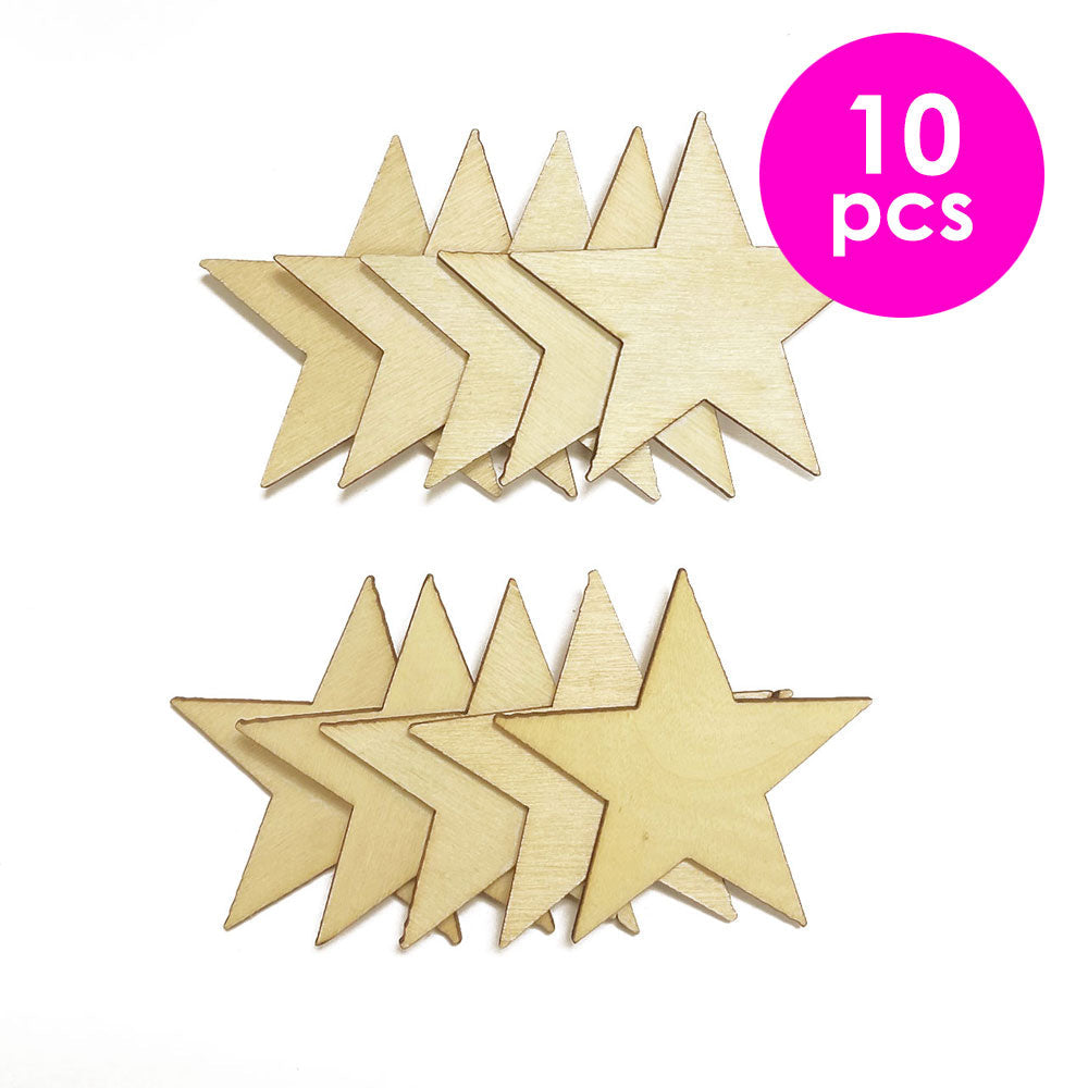 10 Pcs. 5x5 cm Unfinished Star Wood Cutouts (24 Packs)