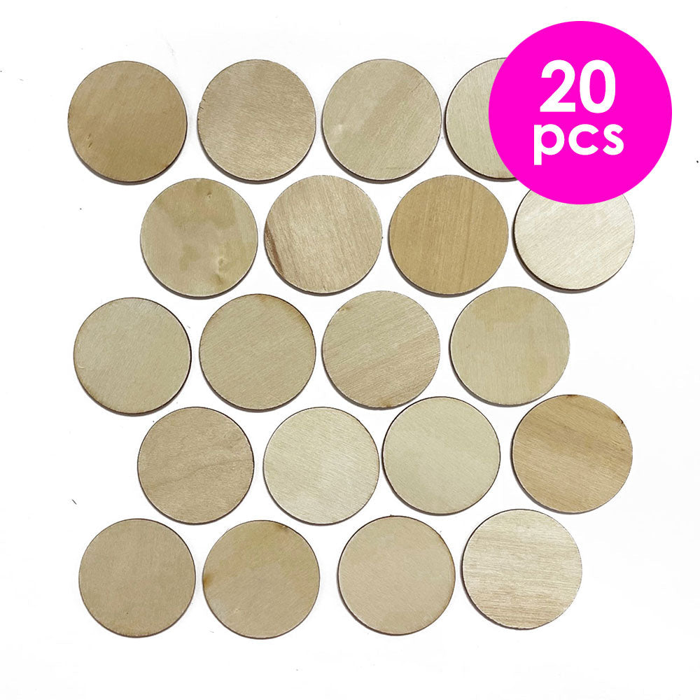 20 Pcs. 3.5X3.5Cm Unfinished Round Wood Cutouts (24 Packs)