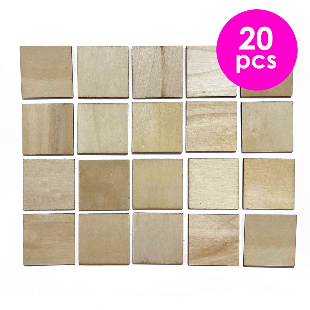 20 Pcs. 3.5X3.5Cm Unfinished Square Wood Cutouts (24 Packs)