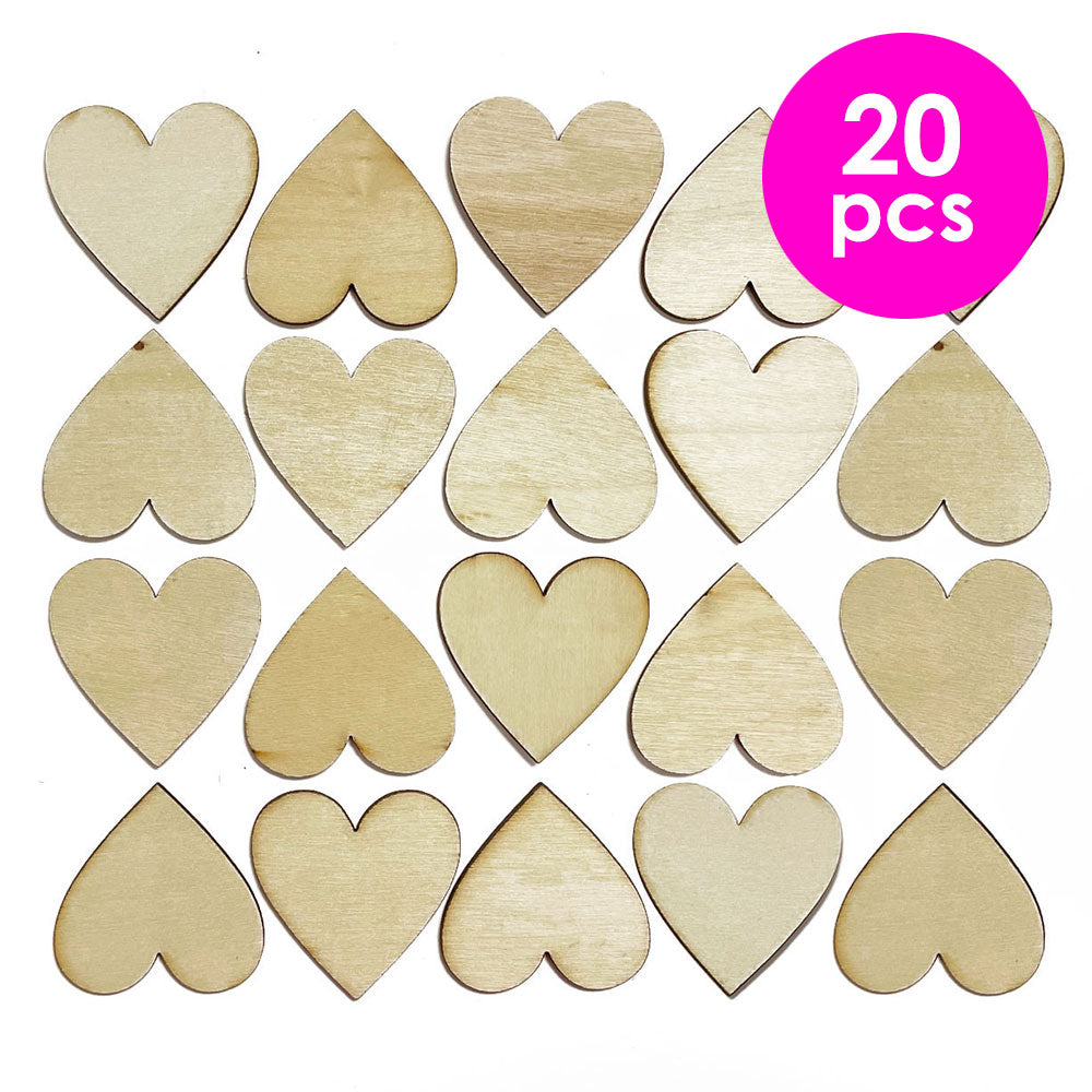 20 Pcs. 3.5X3.5Cm Unfinished Heart Wood Cutouts (24 Packs)