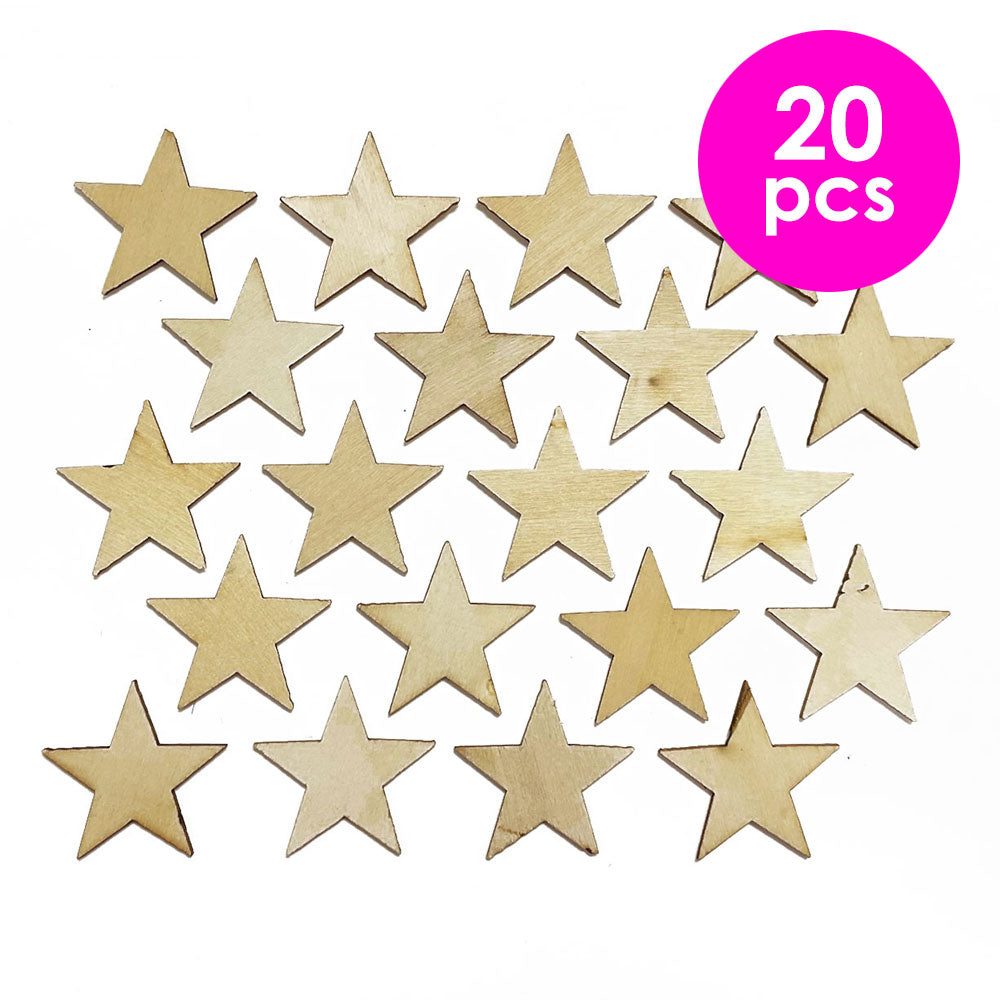 20 Pcs. 3.5x3.5 cm Unfinished Star Wood Cutouts (24 Packs)