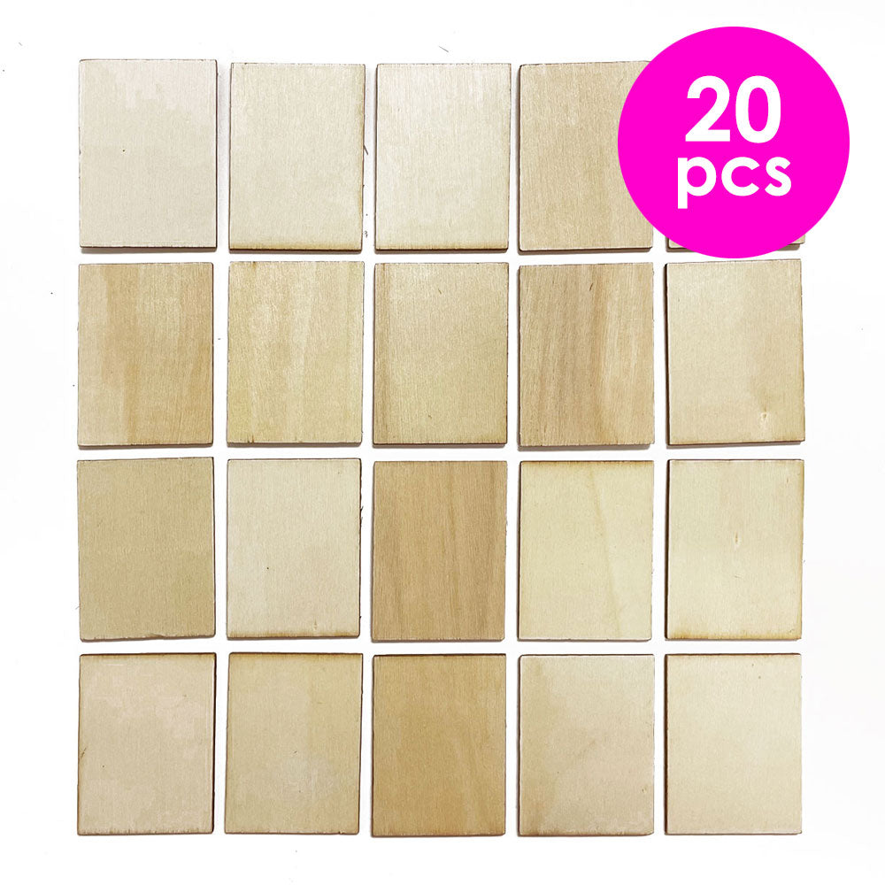 20 Pcs. 3x4 cm Unfinished Rectangle Wood Cutouts (24 Packs)