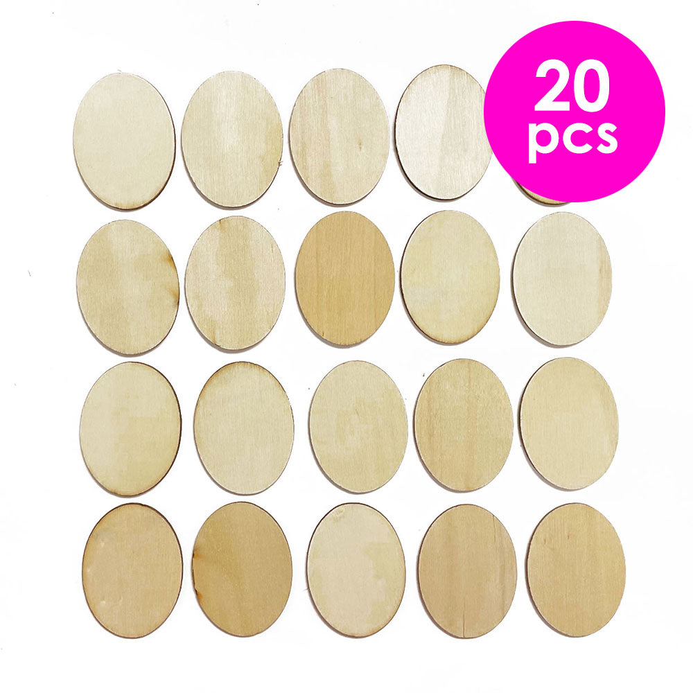 20 Pcs. 3X4 cm Unfinished Oval Wood Cutouts (24 Packs)