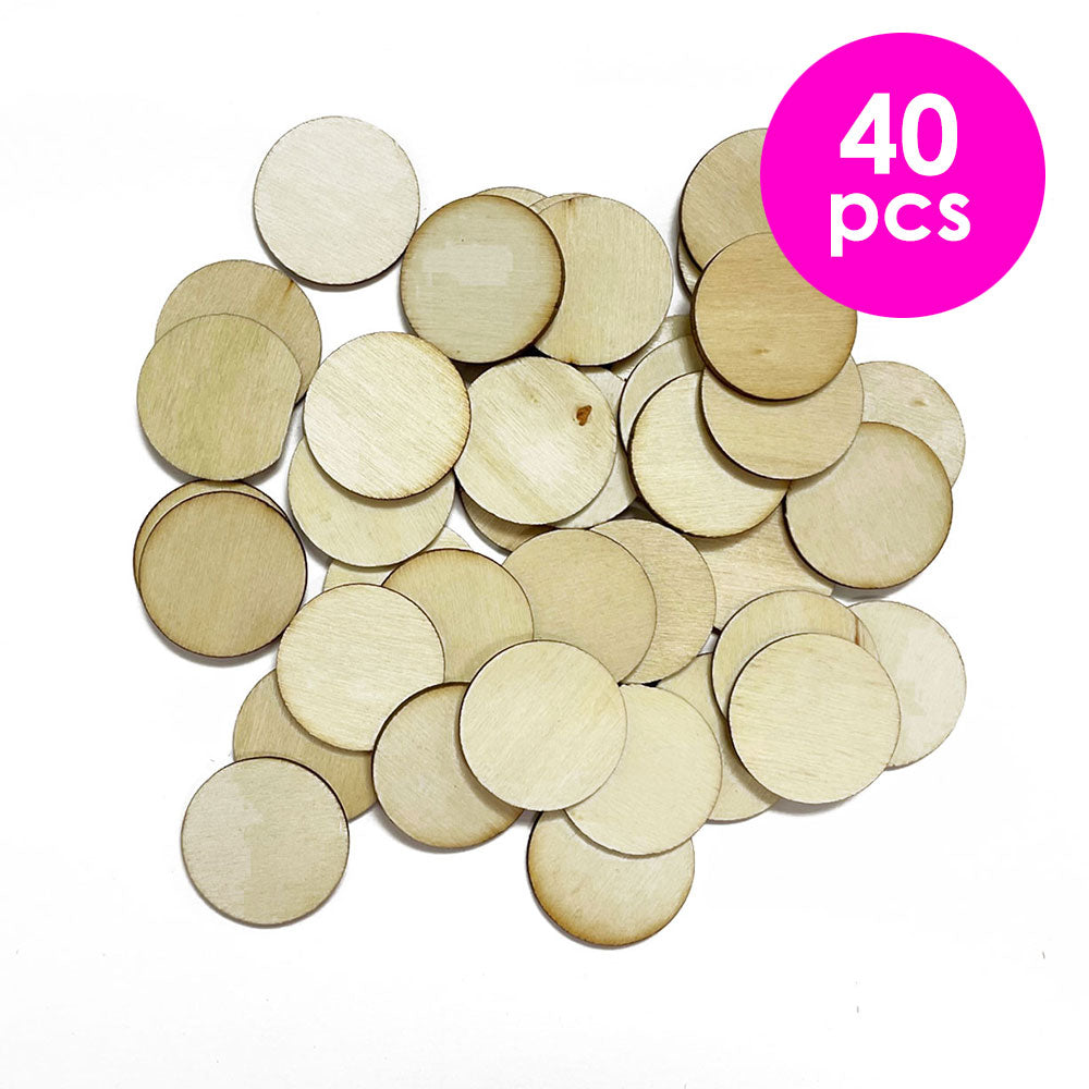 40 Pcs. 2.5X2.5 Cm Unfinished Round Wood Cutouts (24 Packs)