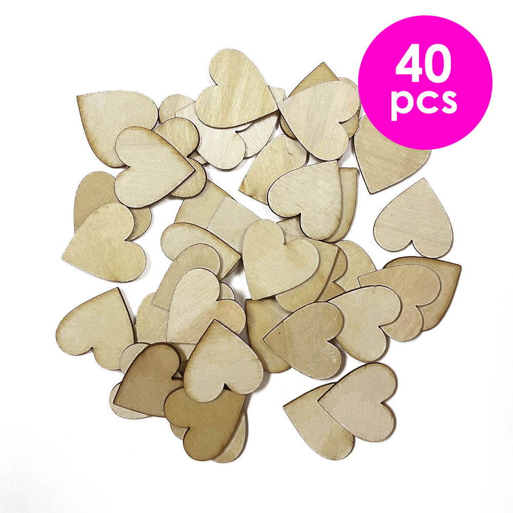 40 Pcs. 2.5X2.5 Cm Unfinished Heart Wood Cutouts (24 Packs)