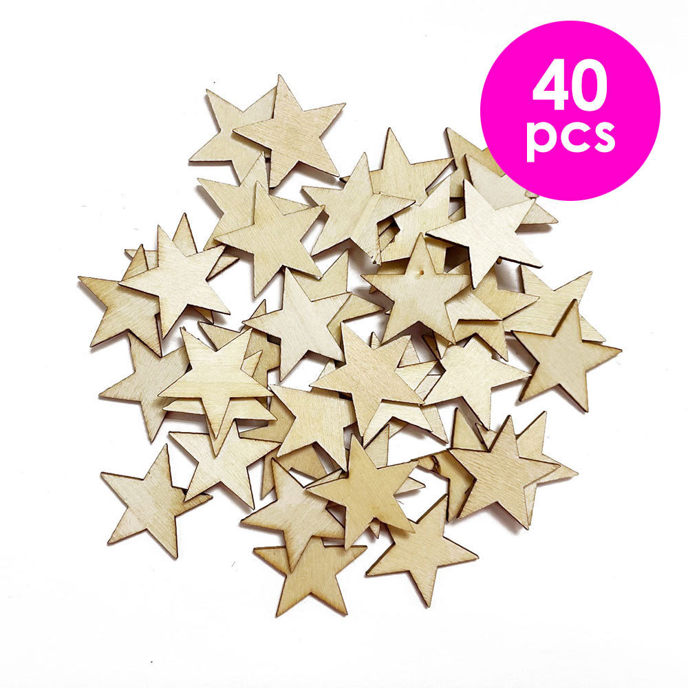 40 Pcs. 2.5x2.5 cm Unfinished Star Wood Cutouts (24 Packs)