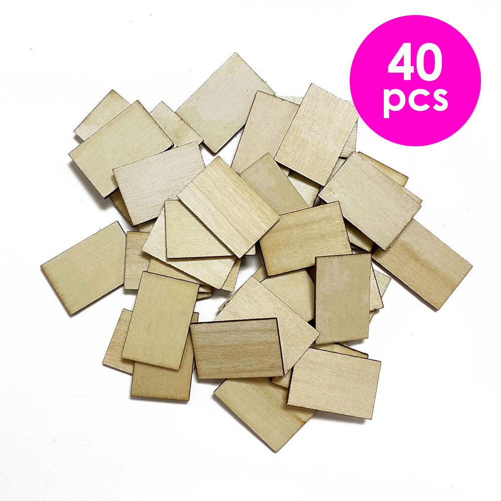 40 Pcs. 2.5x2.5 cm Unfinished Rectangle Wood Cutouts (24 Packs)