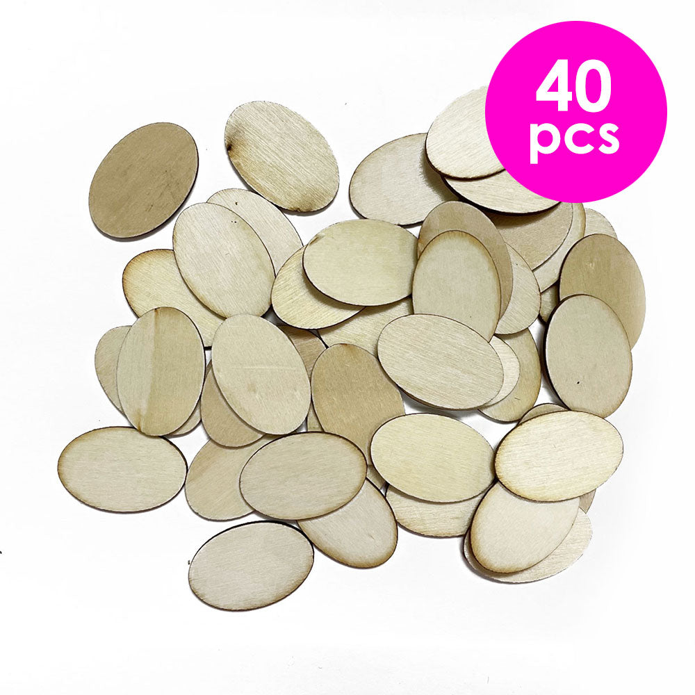 40 Pcs. 2.5X2.5 cm Unfinished Oval Wood Cutouts (24 Packs)