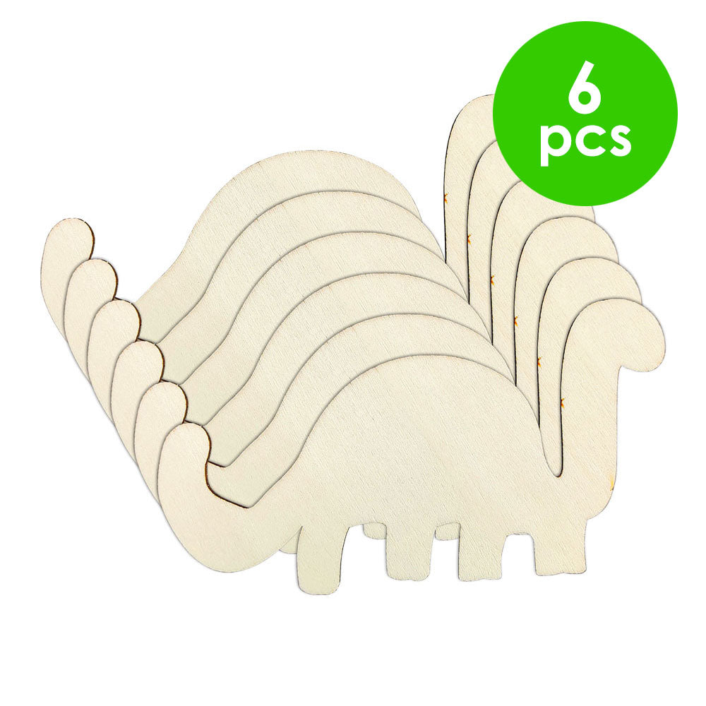 6 Pcs. 4"x2.5" Unfinished Dino Wood Cutout (24 Packs)