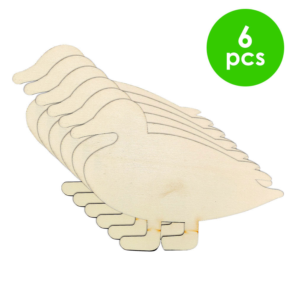 6 Pcs. 4"x2.5" Unfinished Duck Wood Cutout (24 Packs)