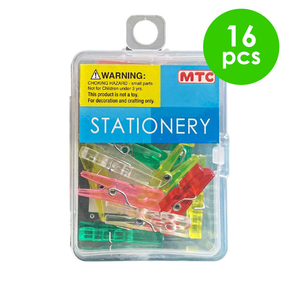 16 Pcs. 3x0.5 Cm Transparent Clothes Pins - Assorted (24 Packs)