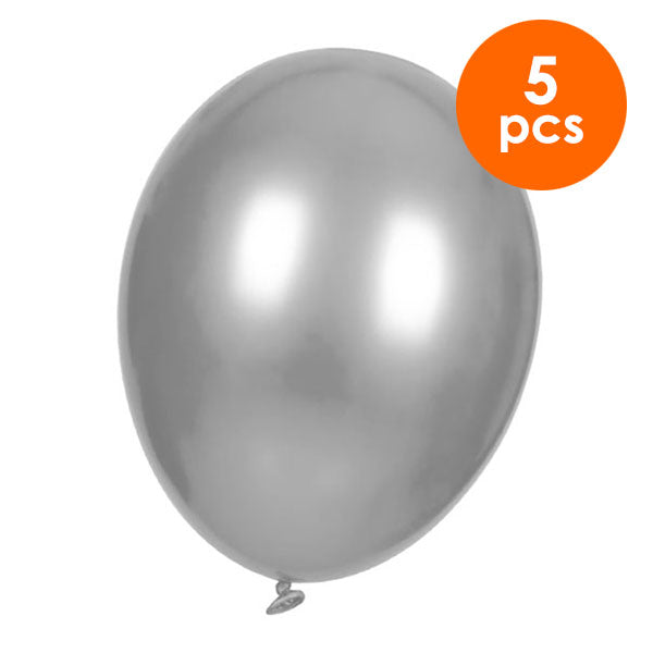 5 Pcs. 12" Metallic Balloons - Silver (24 Packs)