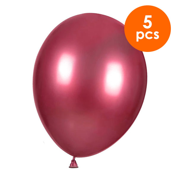 5 Pcs. 12" Metallic Balloons - Red (24 Packs)