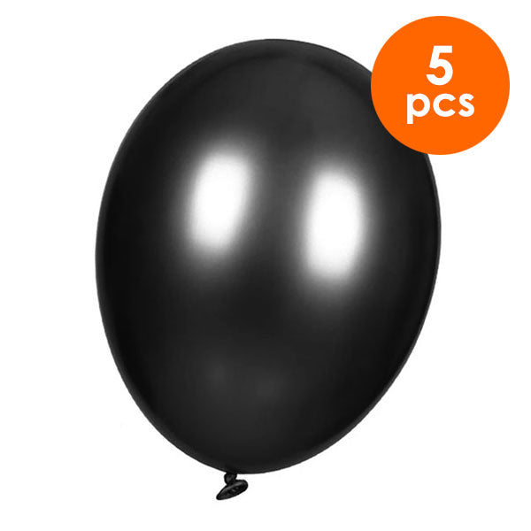 5 Pcs. 12" Metallic Balloons - Black (24 Packs)