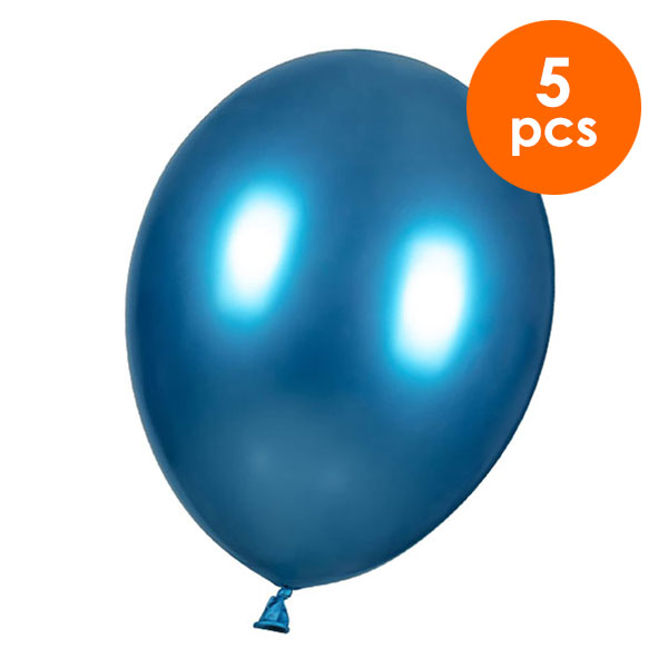 5 Pcs. 12" Metallic Balloons - Blue (24 Packs)