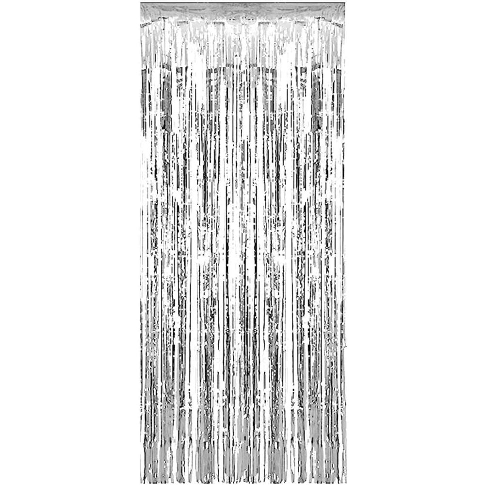 1x2m Foil Fringe Curtain - Silver (24 Packs)
