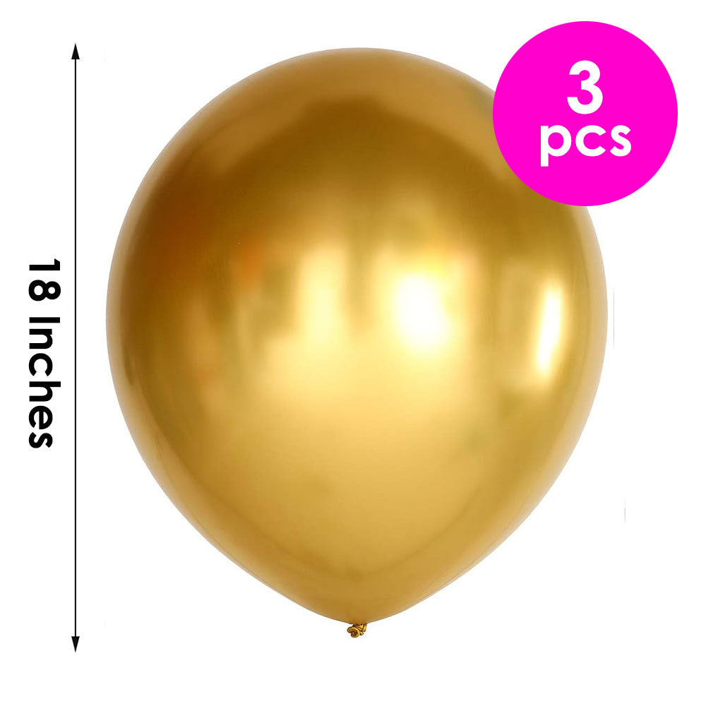 3 Pcs. 18" Bright Balloons - Gold (24 Packs)